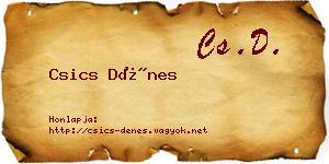 Csics Dénes névjegykártya